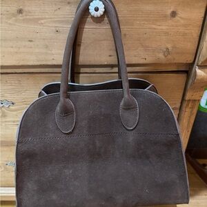 Women's Dark Brown Suede Satchel Handbag